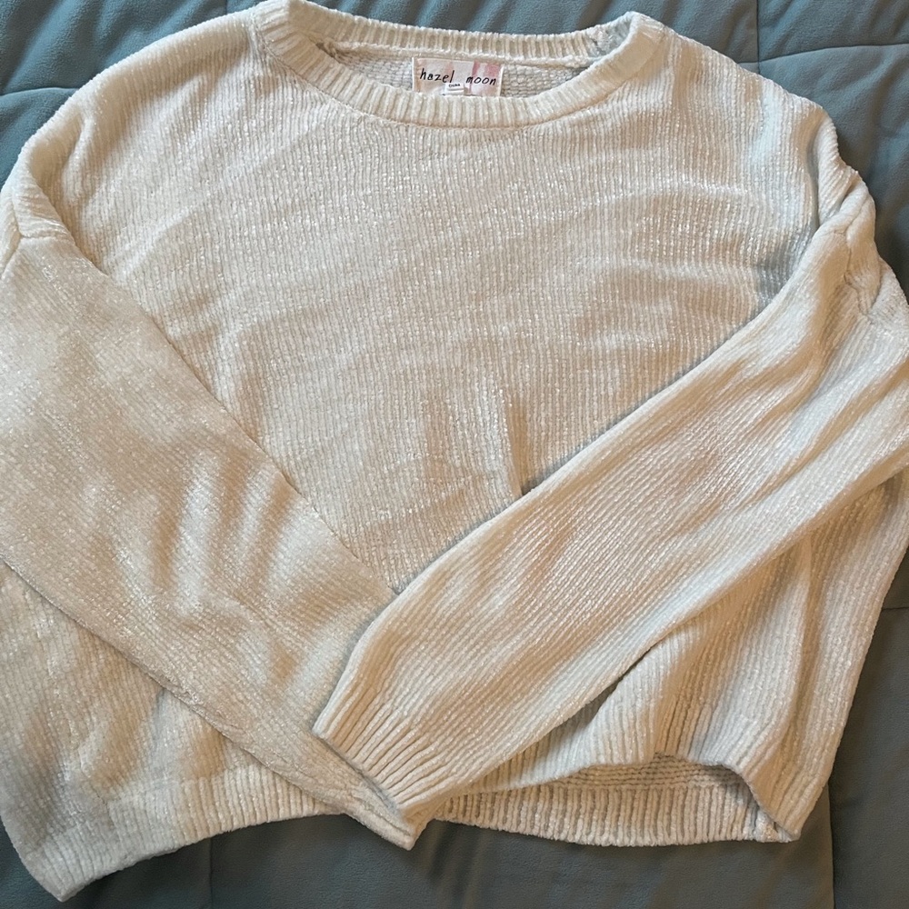 white cropped(ish) sweater